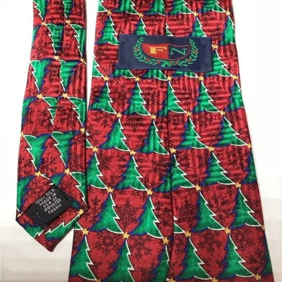 VTG Fashion Neckwear Mens Christmas Tree Holiday Silk Necktie - Picture 5 of 6